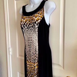 AB Studio Black & Animal Reptilian Print Sleeveless Maxi Dress